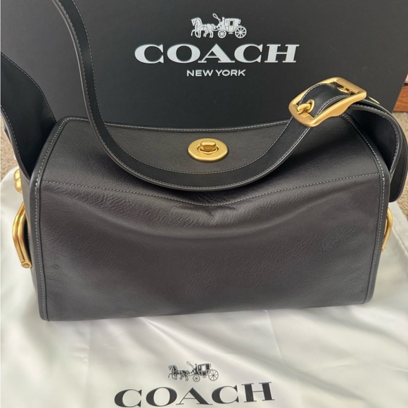 Coach Black Leather Haversack - Picture 10 of 14